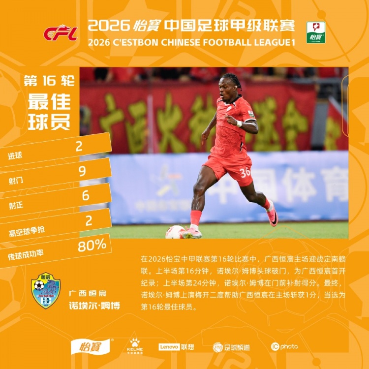 姆博双响定乾坤,广西恒宸主场险平定南赣联 姆博双响定乾坤,广西恒宸主场险平定南赣联